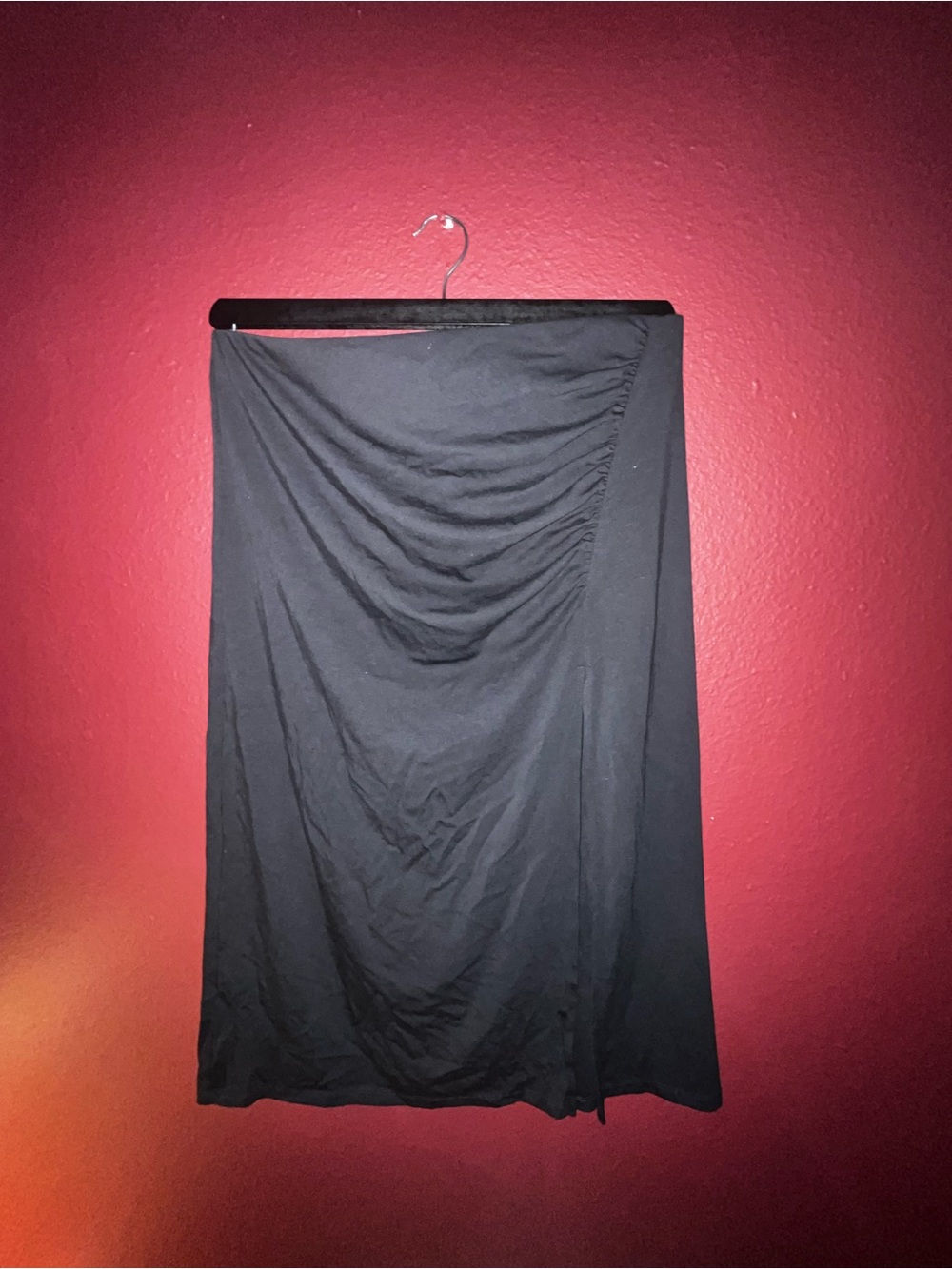 Wilfred Black Ruched Midi Skirt